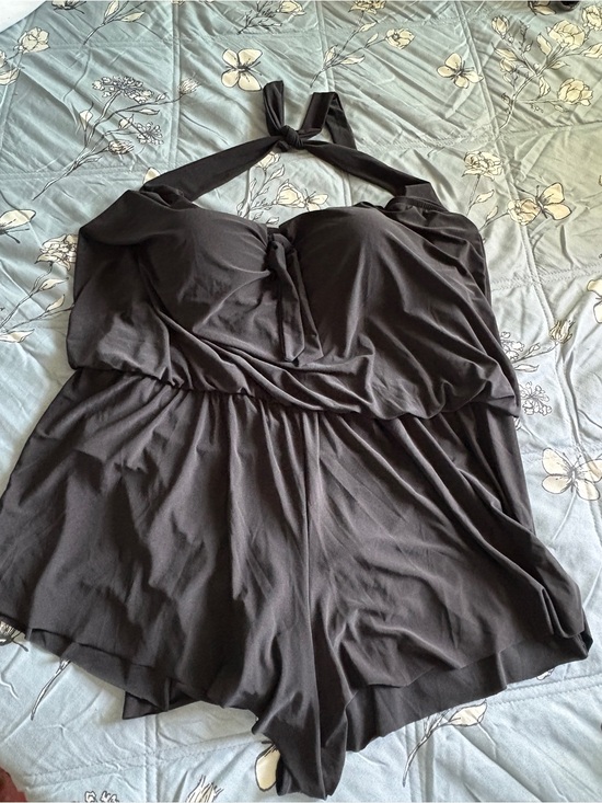 Aqua Green Other - Aqua Green Black Halter Romper with Knot Detail